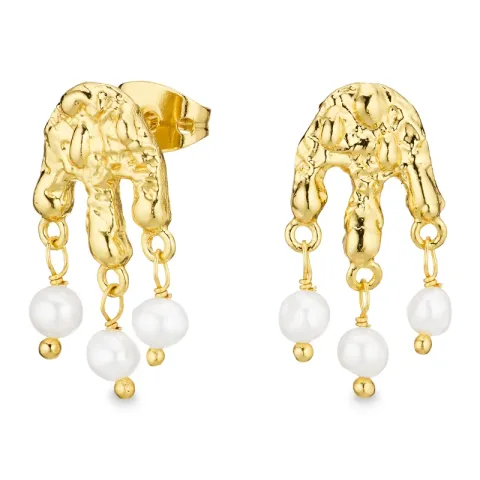 pärla örhängen i förgylld mässing - Eliné