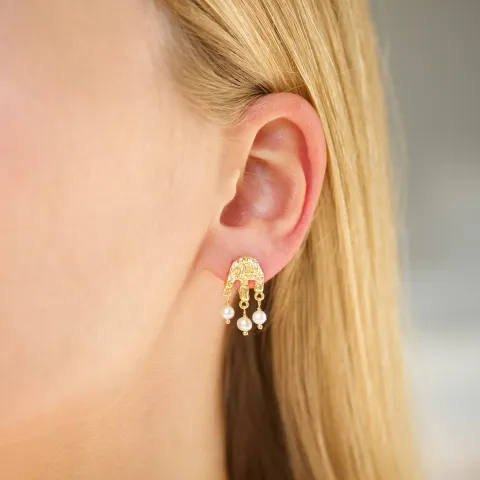 pärla örhängen i förgylld mässing - Eliné