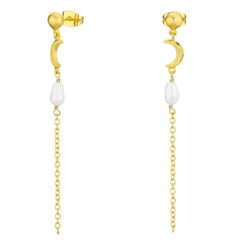 pärla kedja örhängen i förgylld mässing - Eliné