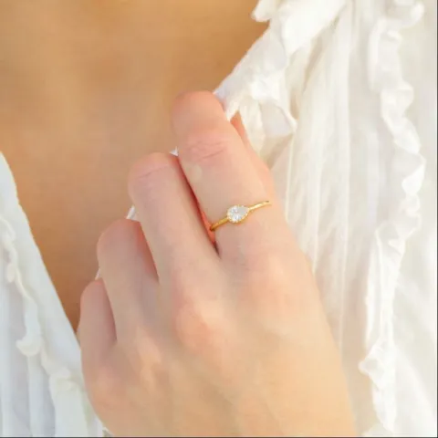 zirkon ring i förgylld mässing - Eliné