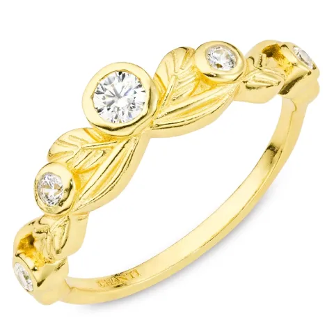 blad zirkon ring i förgylld mässing - Eliné