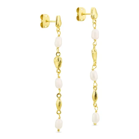 pärla kedja örhängen i förgylld mässing - Eliné