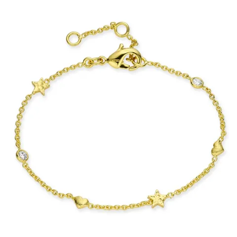 hjärta stjärna zirkon armband i förgylld mässing - Eliné
