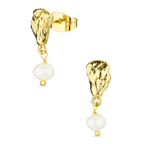 pärla örhängen i förgylld mässing - Eliné