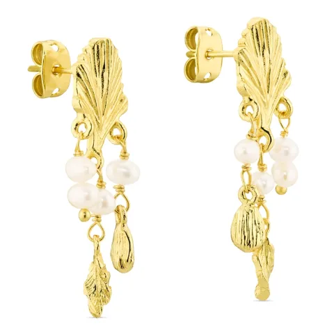 pärla örhängen i förgylld mässing - Eliné