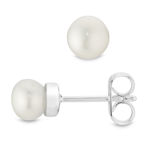 5 mm pärla örhängestift i försilvrad mässing - Eliné