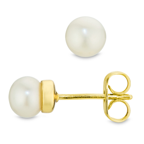 5 mm pärla örhängestift i förgylld mässing - Eliné