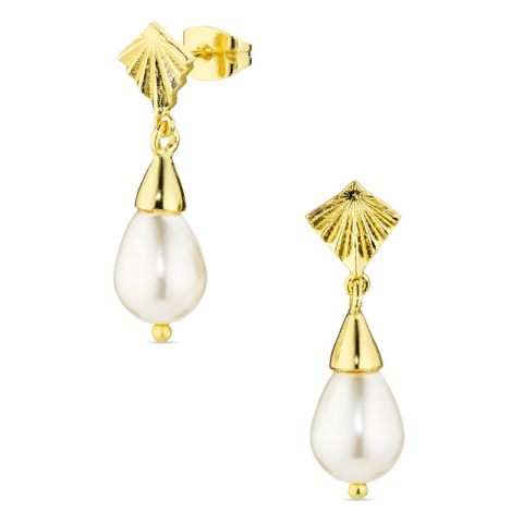 pärla örhängen i förgylld mässing - Eliné