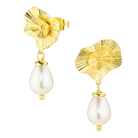 pärla örhängen i förgylld mässing - Eliné