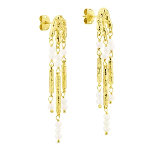 pärla örhängen i förgylld mässing - Eliné