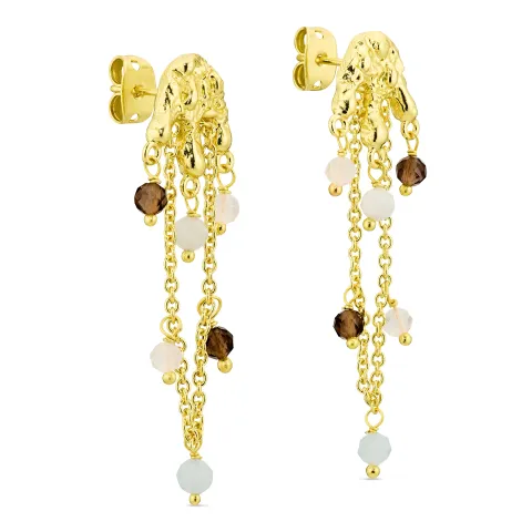 brun örhängen i förgylld mässing - Eliné