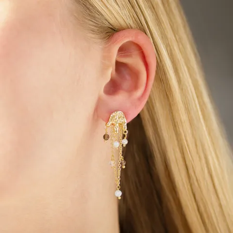 brun örhängen i förgylld mässing - Eliné