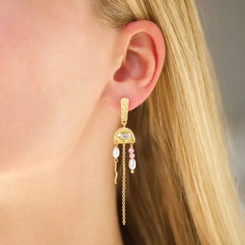 månsten örhängen i förgylld mässing - Eliné