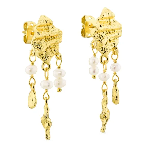 pärla örhängen i förgylld mässing - Eliné