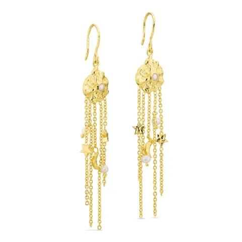 pärla kedja örhängen i förgylld mässing - Eliné