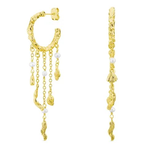 pärla kedja örhängen i förgylld mässing - Eliné