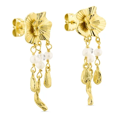 pärla örhängen i förgylld mässing - Eliné