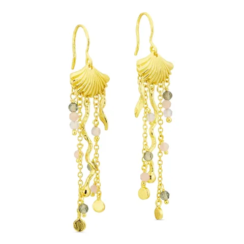 långa kedja örhängen i förgylld mässing - Eliné