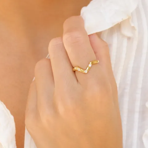zirkon ring i förgylld mässing - Eliné