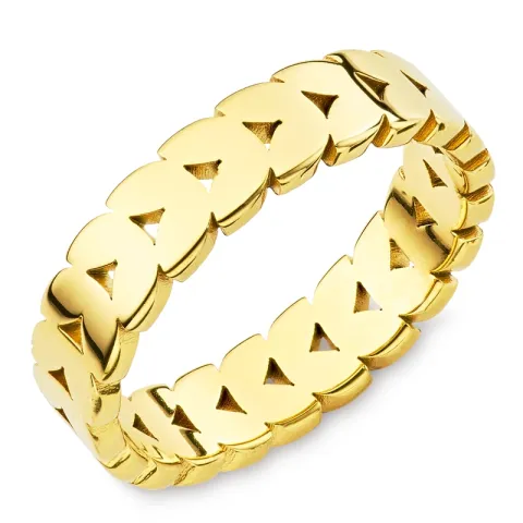 vattentät blad ring i förgyllt stål - OCEANA