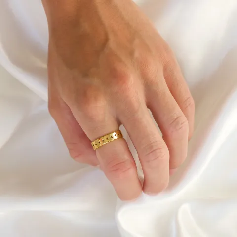 vattentät blad ring i förgyllt stål - OCEANA