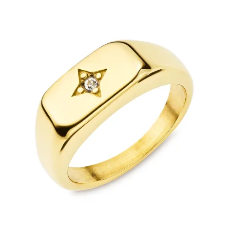 vattentät stjärna ring i förgyllt stål - OCEANA