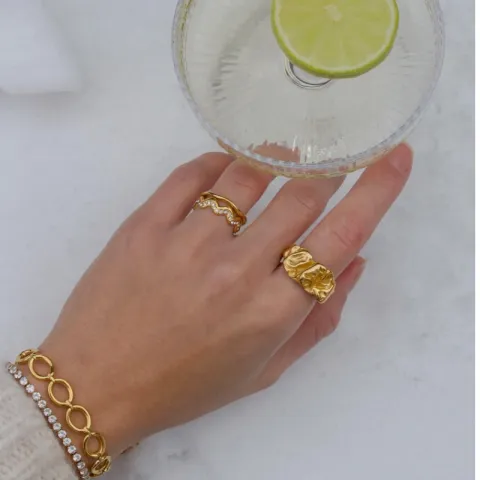 vattentät ring i förgyllt stål - OCEANA