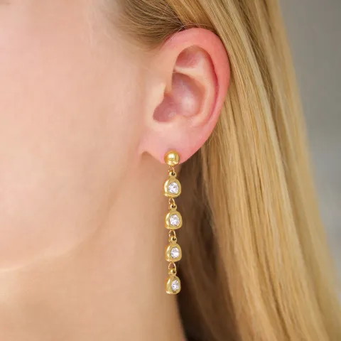 vattentät långa zirkon kedja örhängen i förgyllt stål - OCEANA