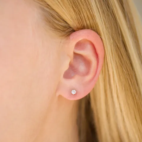 3 mm vattentät zirkon örhängestift i förgyllt stål - OCEANA