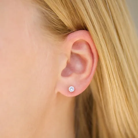 4 mm vattentät zirkon örhängestift i förgyllt stål - OCEANA