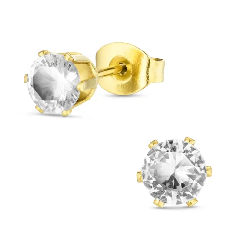 5 mm vattentät zirkon örhängestift i förgyllt stål - OCEANA