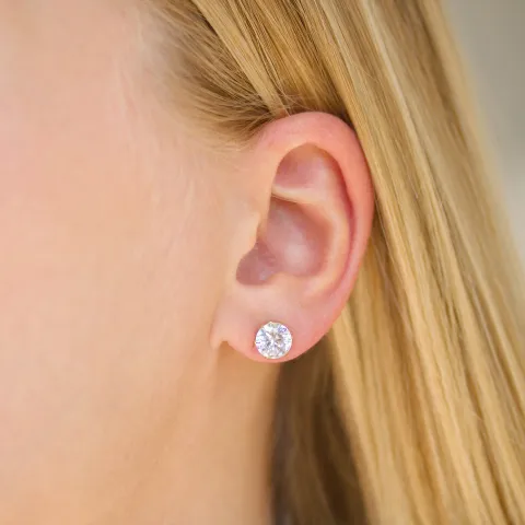 7 mm vattentät zirkon örhängestift i förgyllt stål - OCEANA