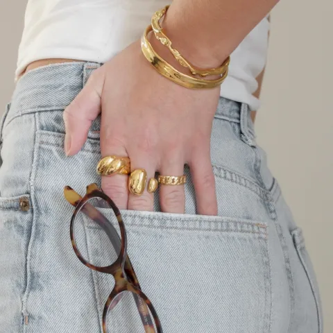 vattentät ring i förgyllt stål - OCEANA