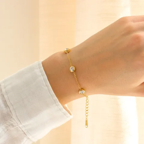 vattentät zirkon armband i förgyllt stål - OCEANA