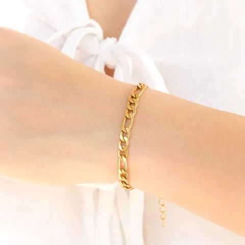 vattentät figaroarmband i förgyllt stål 16 cm + 5 cm x 5,2 mm  - OCEANA