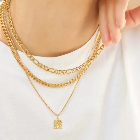 vattentät panzerhalskedja i förgyllt stål 50 cm x 6 mm  - OCEANA