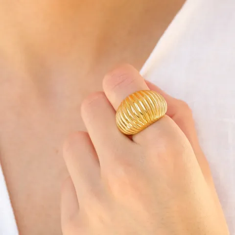 vattentät ring i förgyllt stål - OCEANA