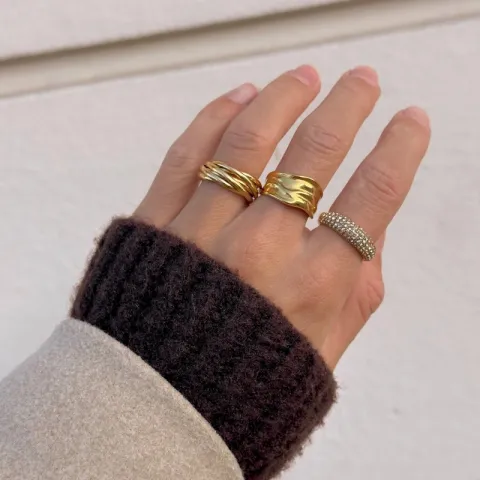 vattentät ring i förgyllt stål - OCEANA