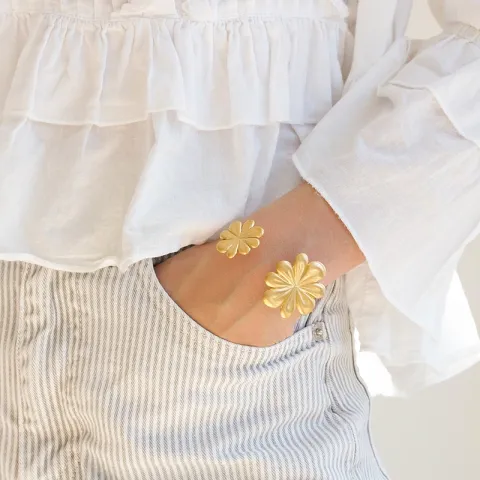 vattentät blommor armring i förgyllt stål - OCEANA