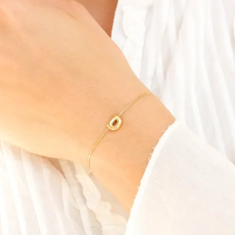 vattentät bokstav d armband i förgyllt stål - OCEANA