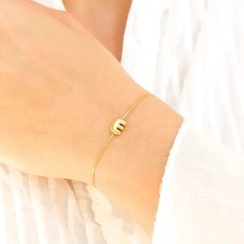 vattentät bokstav e armband i förgyllt stål - OCEANA
