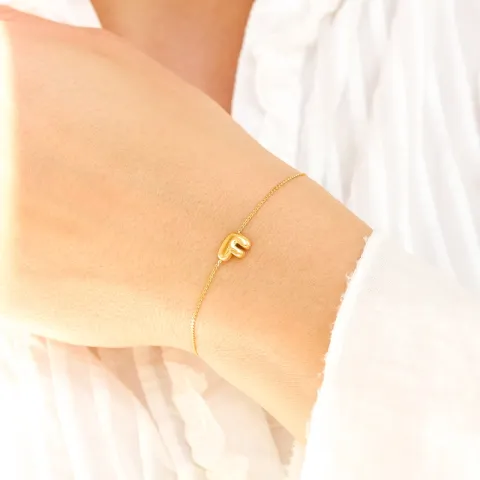 vattentät bokstav f armband i förgyllt stål - OCEANA