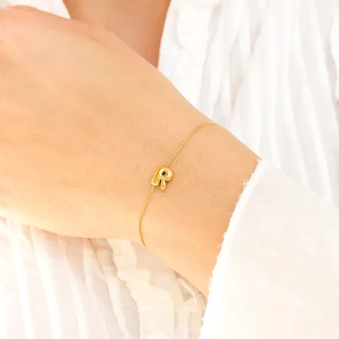 vattentät bokstav r armband i förgyllt stål - OCEANA