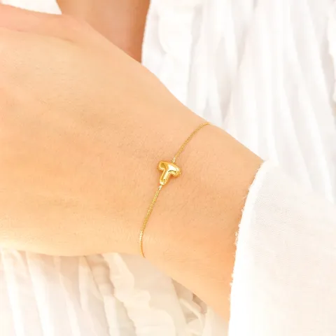 vattentät bokstav t armband i förgyllt stål - OCEANA