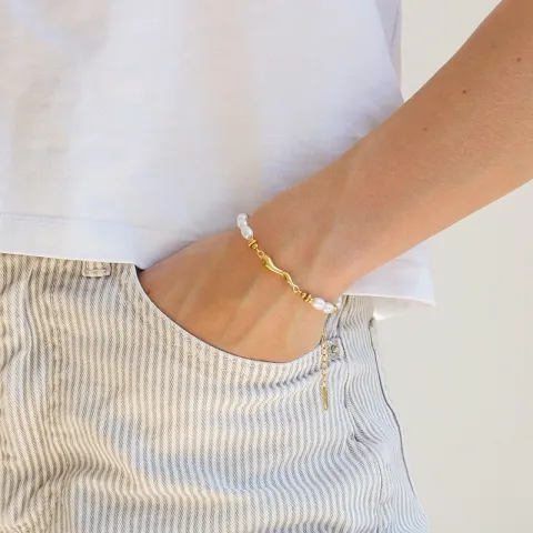 vattentät pärla armband i förgyllt stål - OCEANA