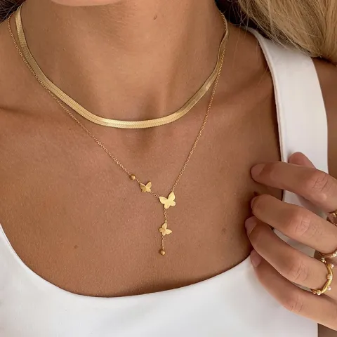 vattentät fjäril halsband i förgyllt stål - OCEANA