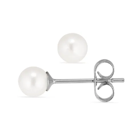 5 mm vattentät vit pärla örhängestift i stål - OCEANA