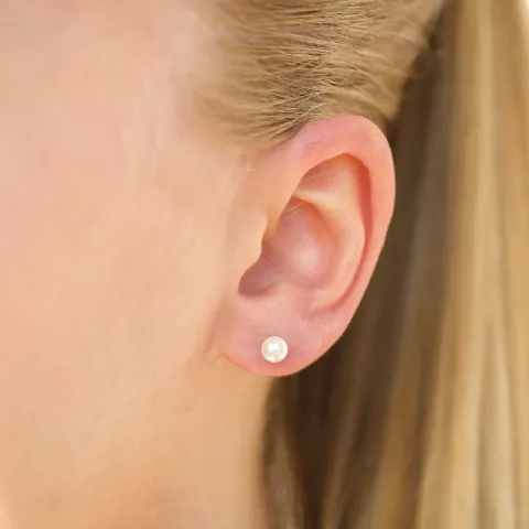 5 mm vattentät vit pärla örhängestift i stål - OCEANA