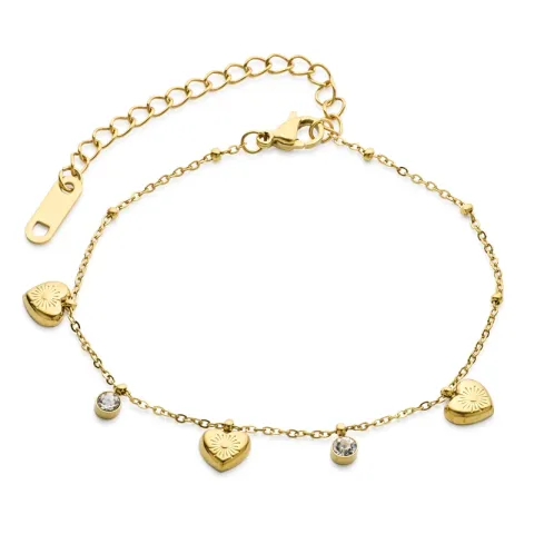 vattentät hjärta armband i förgyllt stål 17 + 5 cm x 7,4 mm  - OCEANA