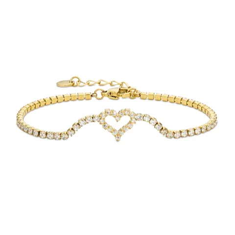 vattentät hjärta zirkon armband i förgyllt stål 17 + 3 cm x 10,0 mm  - OCEANA